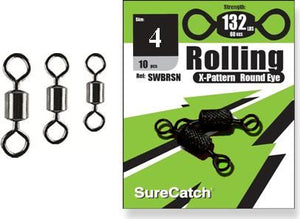 Surecatch Black Rolling Swivels 10 per Bag